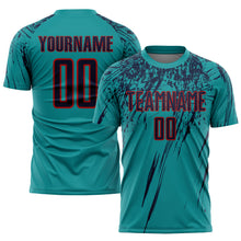 Load image into Gallery viewer, Custom Teal Navy-Red Sublimation Soccer Uniform Jersey