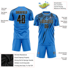 Load image into Gallery viewer, Custom Powder Blue Black-Old Gold Sublimation Soccer Uniform Jersey