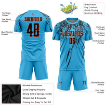 Load image into Gallery viewer, Custom Sky Blue Black-Orange Sublimation Soccer Uniform Jersey
