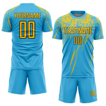 Load image into Gallery viewer, Custom Sky Blue Yellow-Black Sublimation Soccer Uniform Jersey