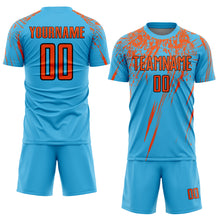 Load image into Gallery viewer, Custom Sky Blue Orange-Black Sublimation Soccer Uniform Jersey