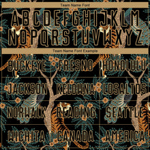 Load image into Gallery viewer, Custom Black Old Gold Tiger And Peacock Sublimation Soccer Uniform Jersey