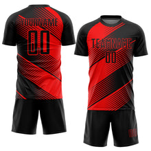Load image into Gallery viewer, Custom Red Black Sublimation Soccer Uniform Jersey