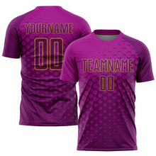 Load image into Gallery viewer, Custom Deep Pink Purple-Old Gold Sublimation Soccer Uniform Jersey