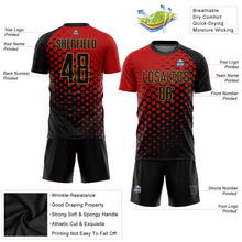 Load image into Gallery viewer, Custom Red Black-Old Gold Sublimation Soccer Uniform Jersey