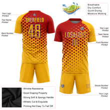 Load image into Gallery viewer, Custom Gold Red-Purple Sublimation Soccer Uniform Jersey
