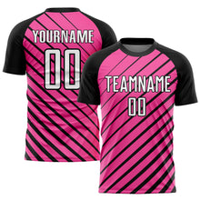 Load image into Gallery viewer, Custom Pink White-Black Sublimation Soccer Uniform Jersey
