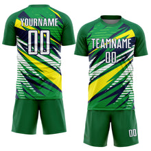 Load image into Gallery viewer, Custom Green White Yellow-Navy Sublimation Soccer Uniform Jersey