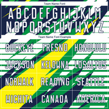 Load image into Gallery viewer, Custom Green White Yellow-Navy Sublimation Soccer Uniform Jersey