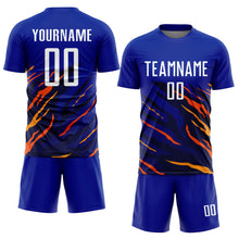 Load image into Gallery viewer, Custom Royal White Yellow-Black Sublimation Soccer Uniform Jersey