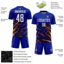 Load image into Gallery viewer, Custom Royal White Yellow-Black Sublimation Soccer Uniform Jersey