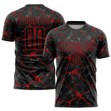 Load image into Gallery viewer, Custom Black Red Sublimation Soccer Uniform Jersey