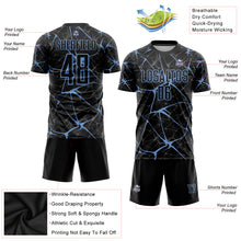Load image into Gallery viewer, Custom Black Light Blue Sublimation Soccer Uniform Jersey
