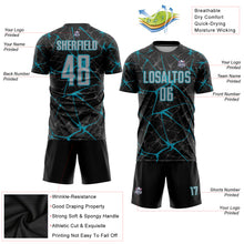 Load image into Gallery viewer, Custom Black Gray-Teal Sublimation Soccer Uniform Jersey