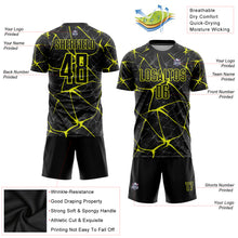 Load image into Gallery viewer, Custom Black Neon Yellow Sublimation Soccer Uniform Jersey