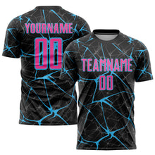 Load image into Gallery viewer, Custom Black Pink-Sky Blue Sublimation Soccer Uniform Jersey