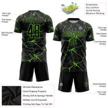 Load image into Gallery viewer, Custom Black Aurora Green Sublimation Soccer Uniform Jersey