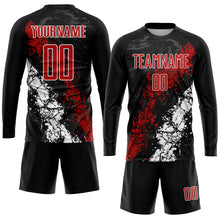 Load image into Gallery viewer, Custom Black Red-White Sublimation Soccer Uniform Jersey