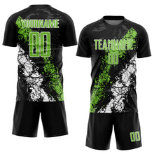 Load image into Gallery viewer, Custom Black Neon Green-White Sublimation Soccer Uniform Jersey