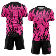 Load image into Gallery viewer, Custom Pink Black Sublimation Soccer Uniform Jersey