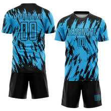 Load image into Gallery viewer, Custom Sky Blue Black Sublimation Soccer Uniform Jersey