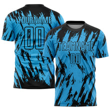 Load image into Gallery viewer, Custom Sky Blue Black Sublimation Soccer Uniform Jersey