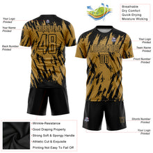 Load image into Gallery viewer, Custom Old Gold Black Sublimation Soccer Uniform Jersey
