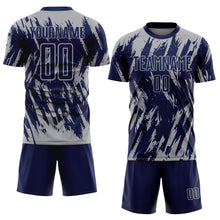 Load image into Gallery viewer, Custom Navy Gray Sublimation Soccer Uniform Jersey