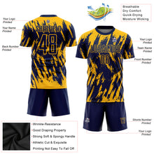 Load image into Gallery viewer, Custom Gold Navy Sublimation Soccer Uniform Jersey