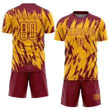 Load image into Gallery viewer, Custom Gold Crimson Sublimation Soccer Uniform Jersey