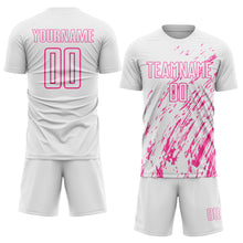 Load image into Gallery viewer, Custom White Pink Sublimation Soccer Uniform Jersey