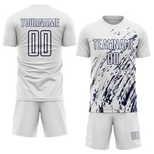 Load image into Gallery viewer, Custom White Navy Sublimation Soccer Uniform Jersey