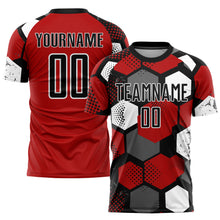 Load image into Gallery viewer, Custom Red Black-White Sublimation Soccer Uniform Jersey