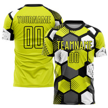 Load image into Gallery viewer, Custom Neon Yellow Black-White Sublimation Soccer Uniform Jersey