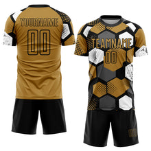 Load image into Gallery viewer, Custom Old Gold Black-White Sublimation Soccer Uniform Jersey