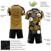 Load image into Gallery viewer, Custom Old Gold Black-White Sublimation Soccer Uniform Jersey