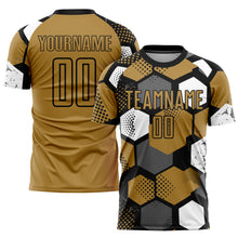 Load image into Gallery viewer, Custom Old Gold Black-White Sublimation Soccer Uniform Jersey