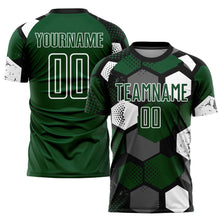 Load image into Gallery viewer, Custom Green Black-White Sublimation Soccer Uniform Jersey