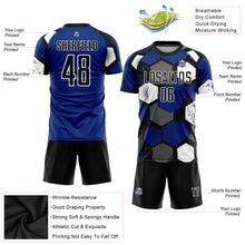 Load image into Gallery viewer, Custom Royal Black-White Sublimation Soccer Uniform Jersey