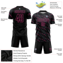 Load image into Gallery viewer, Custom Black Pink Sublimation Soccer Uniform Jersey