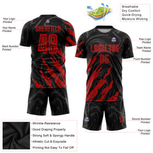 Load image into Gallery viewer, Custom Black Red Sublimation Soccer Uniform Jersey