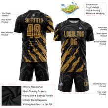 Load image into Gallery viewer, Custom Black Old Gold Sublimation Soccer Uniform Jersey