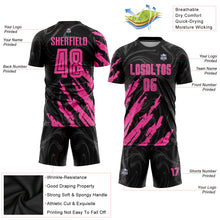 Load image into Gallery viewer, Custom Black Pink Sublimation Soccer Uniform Jersey