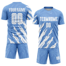 Load image into Gallery viewer, Custom Light Blue White Sublimation Soccer Uniform Jersey