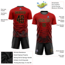 Load image into Gallery viewer, Custom Red Black-Old Gold Sublimation Soccer Uniform Jersey