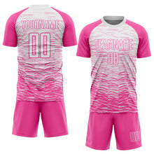 Load image into Gallery viewer, Custom Pink White Sublimation Soccer Uniform Jersey