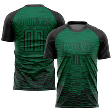 Load image into Gallery viewer, Custom Kelly Green Black Sublimation Soccer Uniform Jersey