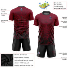 Load image into Gallery viewer, Custom Crimosn Black Sublimation Soccer Uniform Jersey