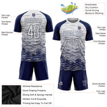 Load image into Gallery viewer, Custom Navy White Sublimation Soccer Uniform Jersey