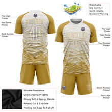 Load image into Gallery viewer, Custom Old Gold White Sublimation Soccer Uniform Jersey